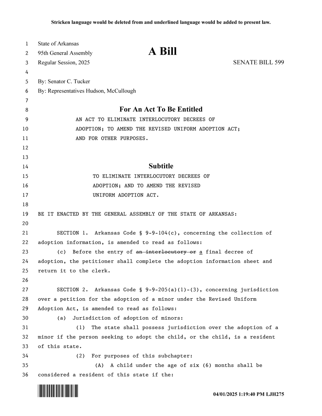 Arkansas amends adoption law to streamline decree issuance process