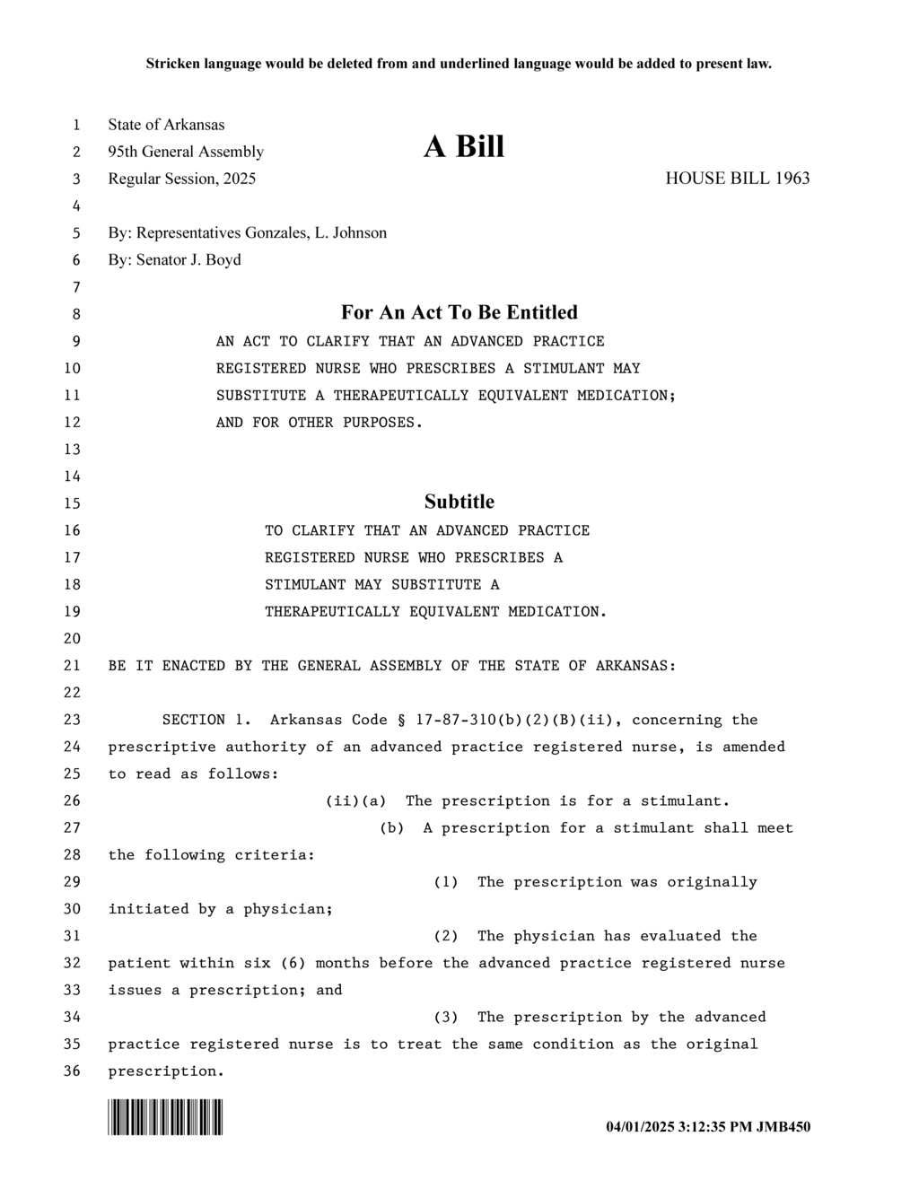 Arkansas legislators introduce bill on advanced practice nurses' prescription authority