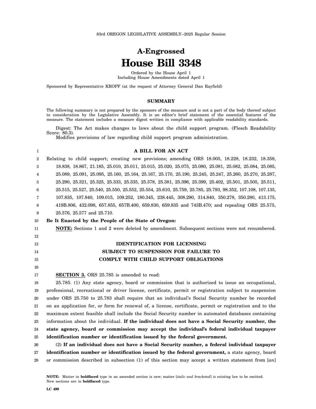 Oregon amends paternity laws for blood tests and unclaimed property reporting