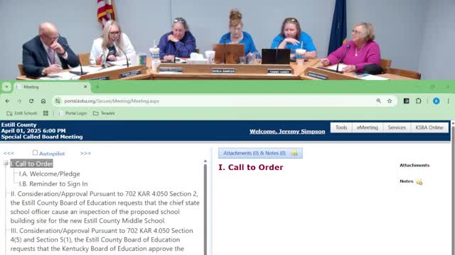 Estill County Board approves new Bridal School site and amended school calendar