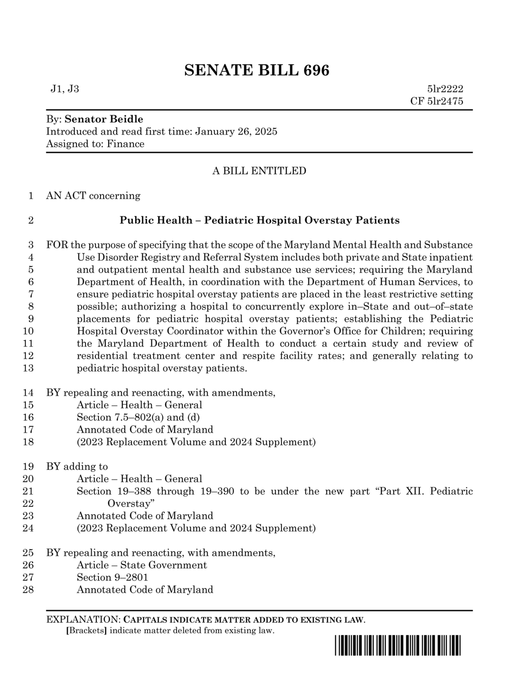 Maryland Senate passes bill monitoring pediatric hospital overstays