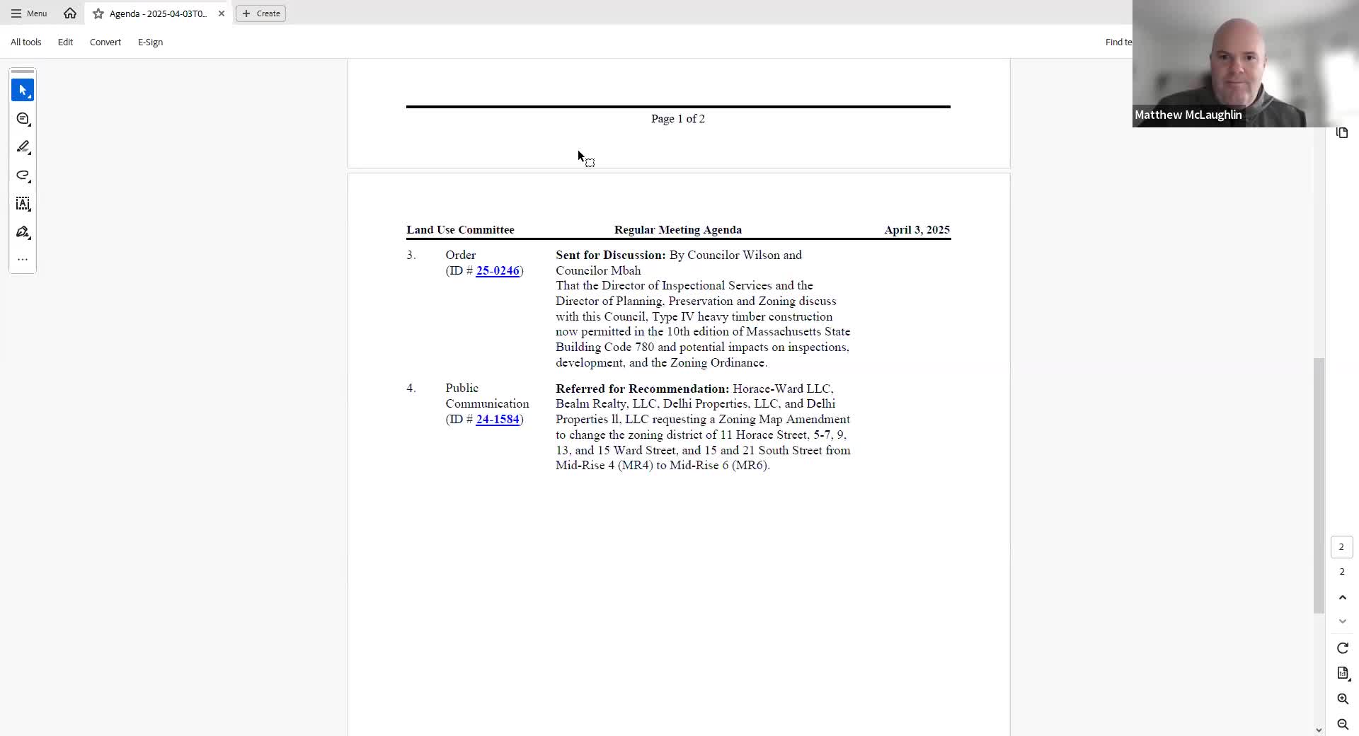 Horse Ward LLC zoning map amendment left in committee after councillors seek Ward 2 input
