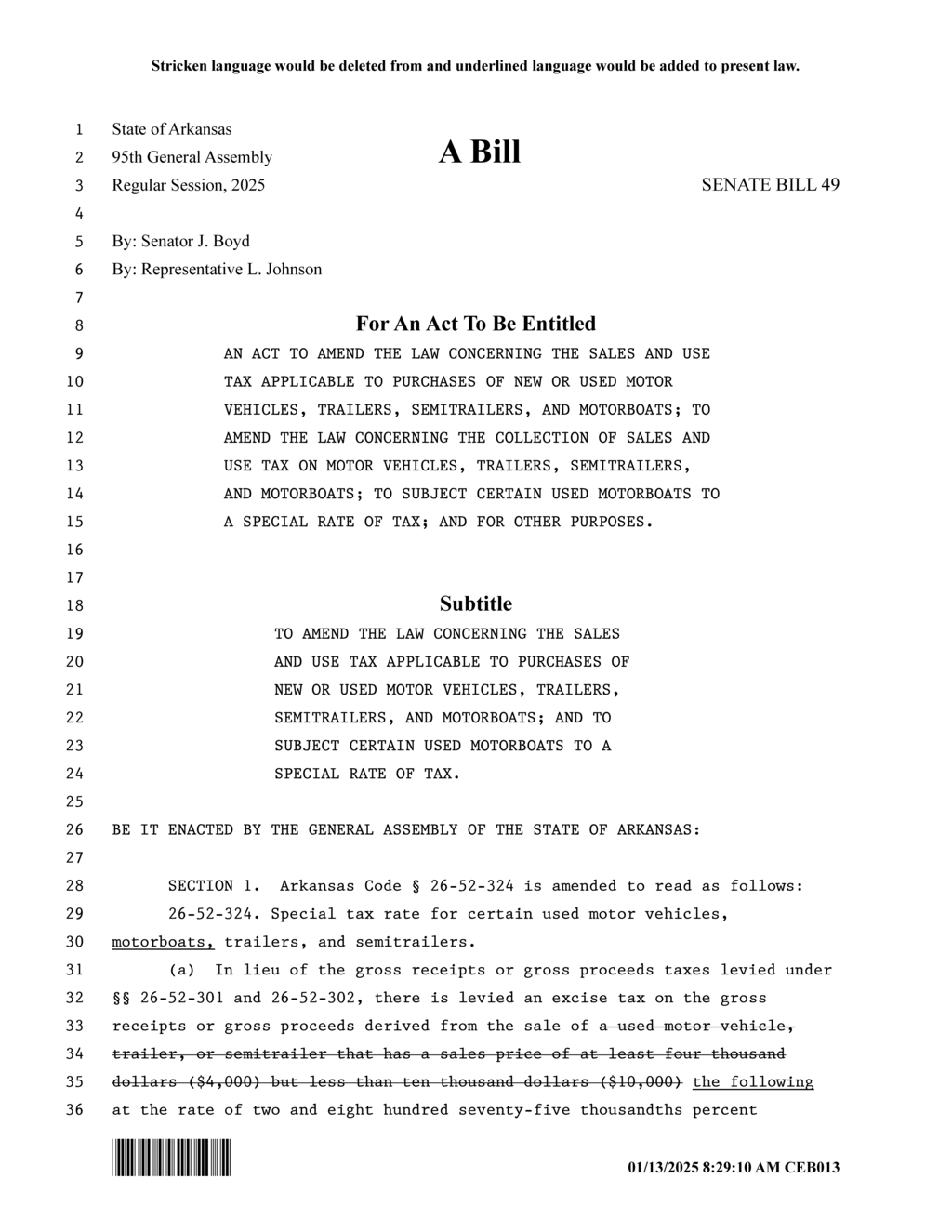 Arkansas implements excise tax on used vehicles and trailers sales