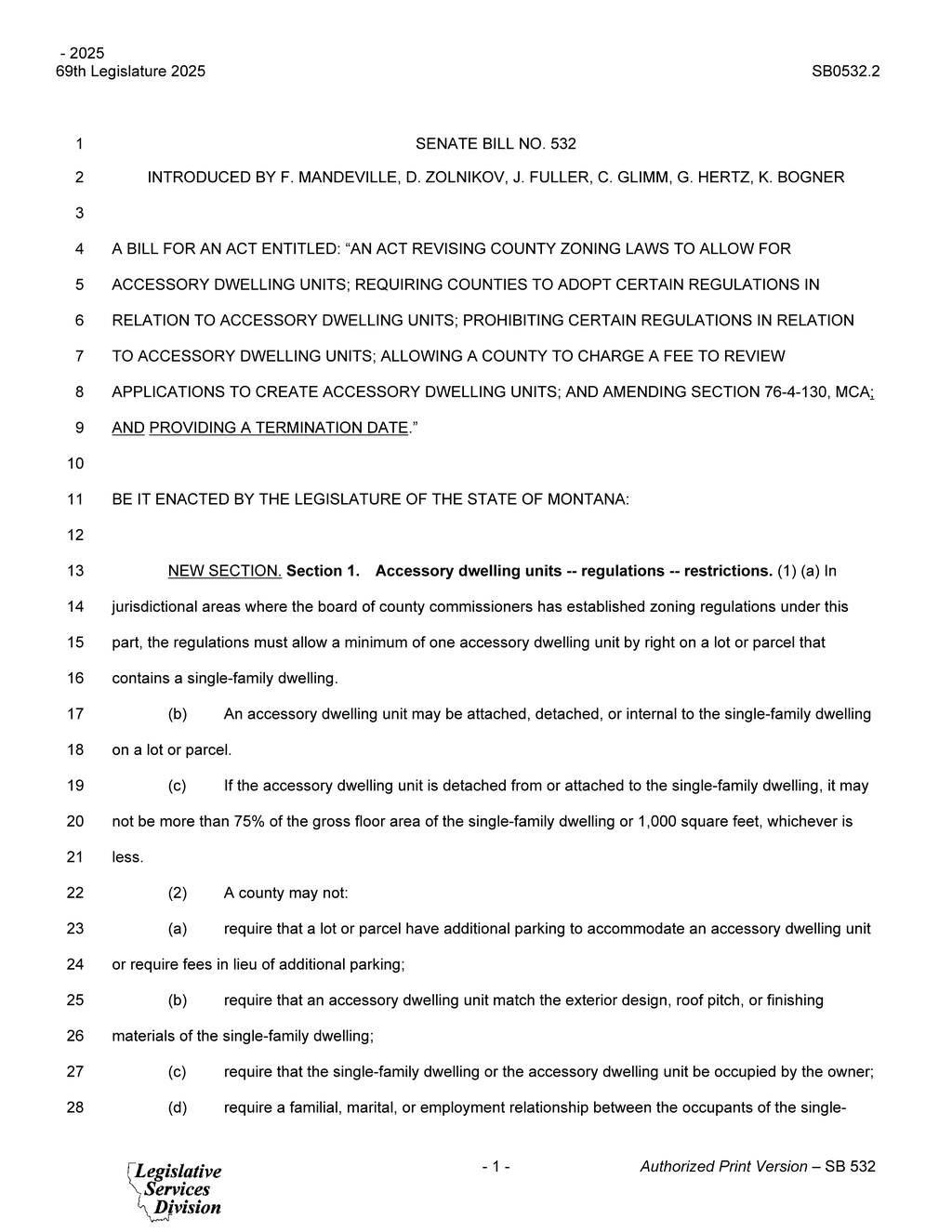 Montana Legislature approves regulations for accessory dwelling units and expedited review process