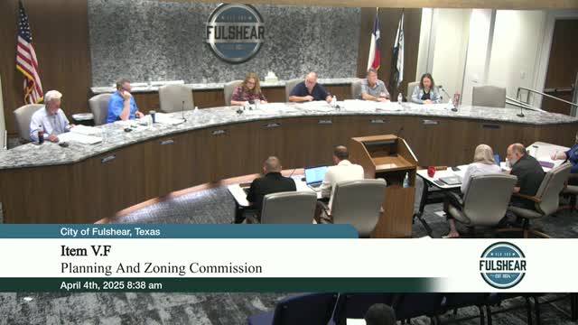 Commission approves Fulshear Junction Section 1 final plat with recommendation to widen Reserve J and rename 'Heritage Railway Court'