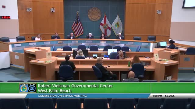 Palm Beach County Commission on Ethics approves minutes, advisory opinion and outlines ordinance review tied to state bill