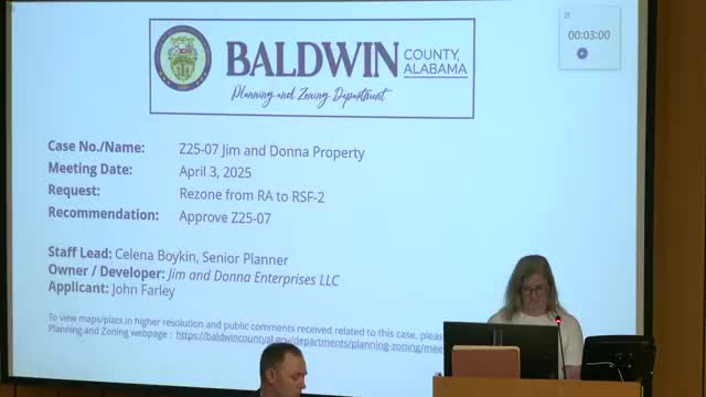 Planning commission recommends denial of rezoning for 44.25‑acre parcel over infrastructure concerns