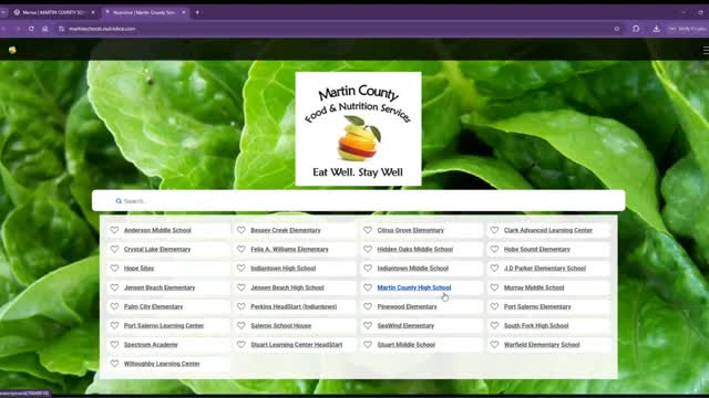 Nutrition app guides parents to review school lunch menus and nutritional information