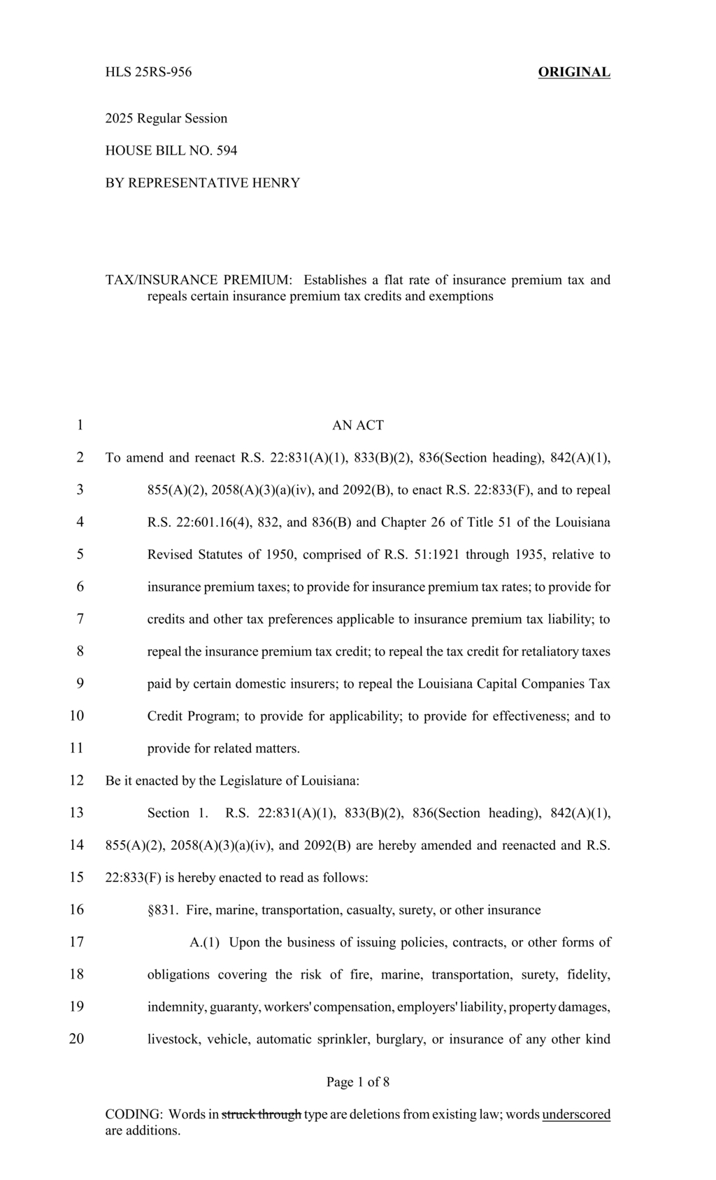 Louisiana legislature proposes amendments to insurance and consumer protection laws