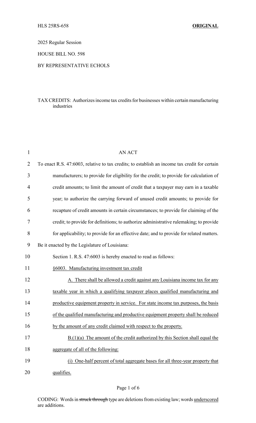 Louisiana legislates new tax credit rules effective January 2026