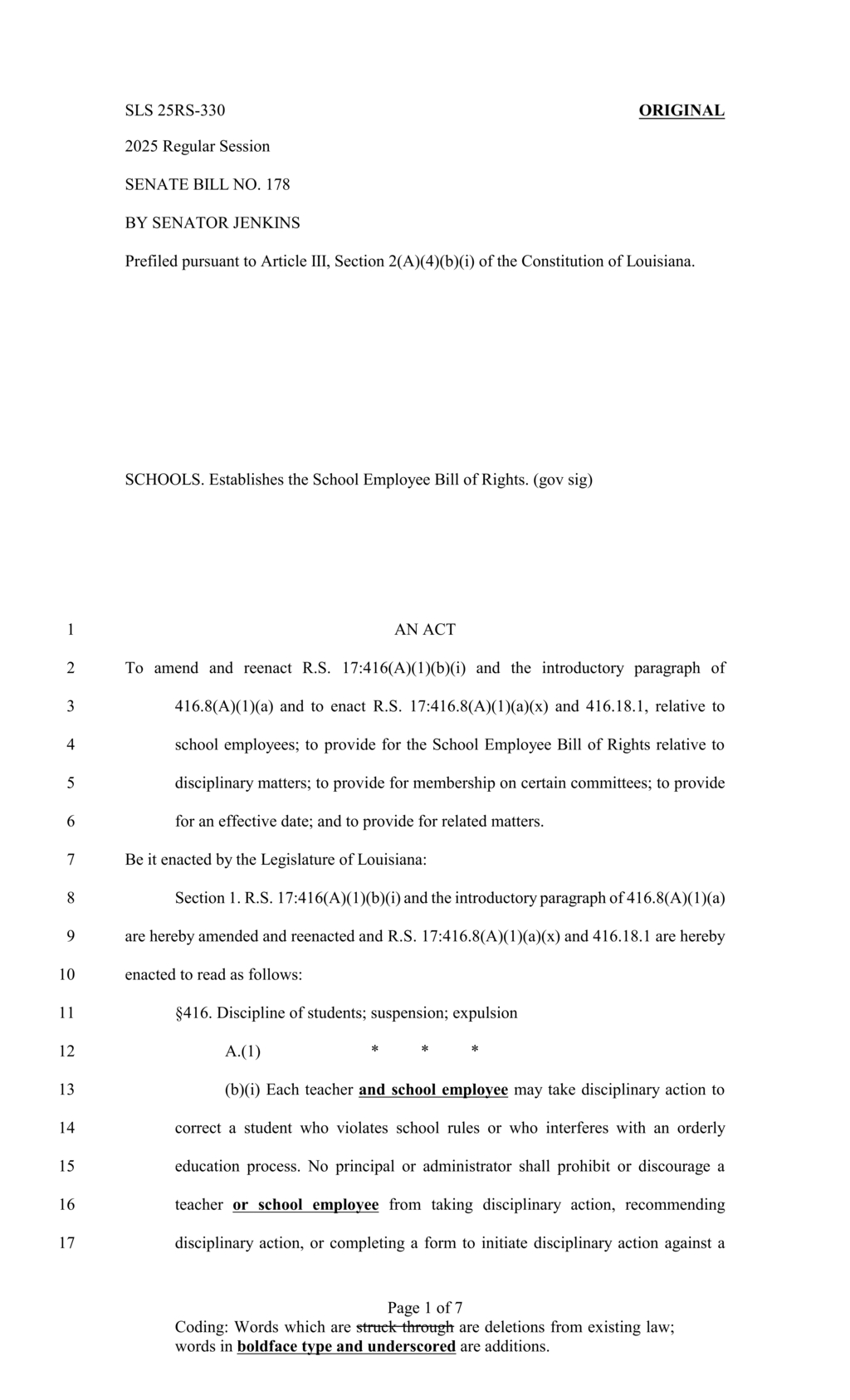 Louisiana bill strengthens rights of school employees on discipline and compensation