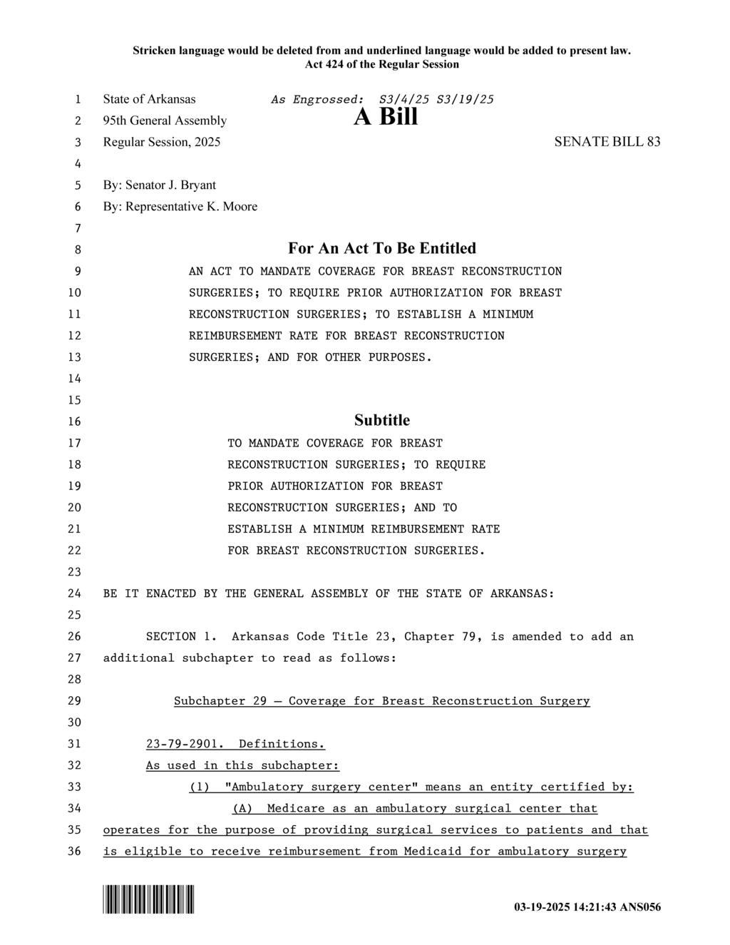 Arkansas lawmakers introduce bill mandating breast reconstruction surgery coverage