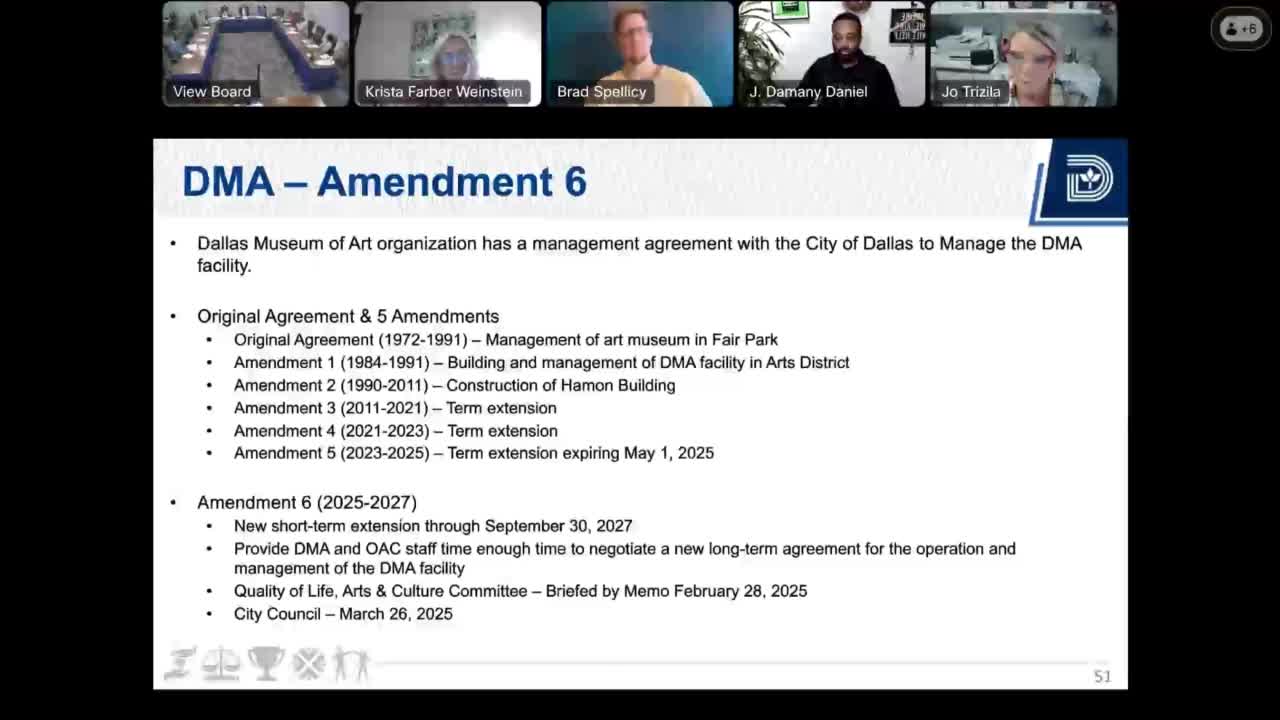Staff briefs commission on short-term extension of Dallas Museum of Art management agreement
