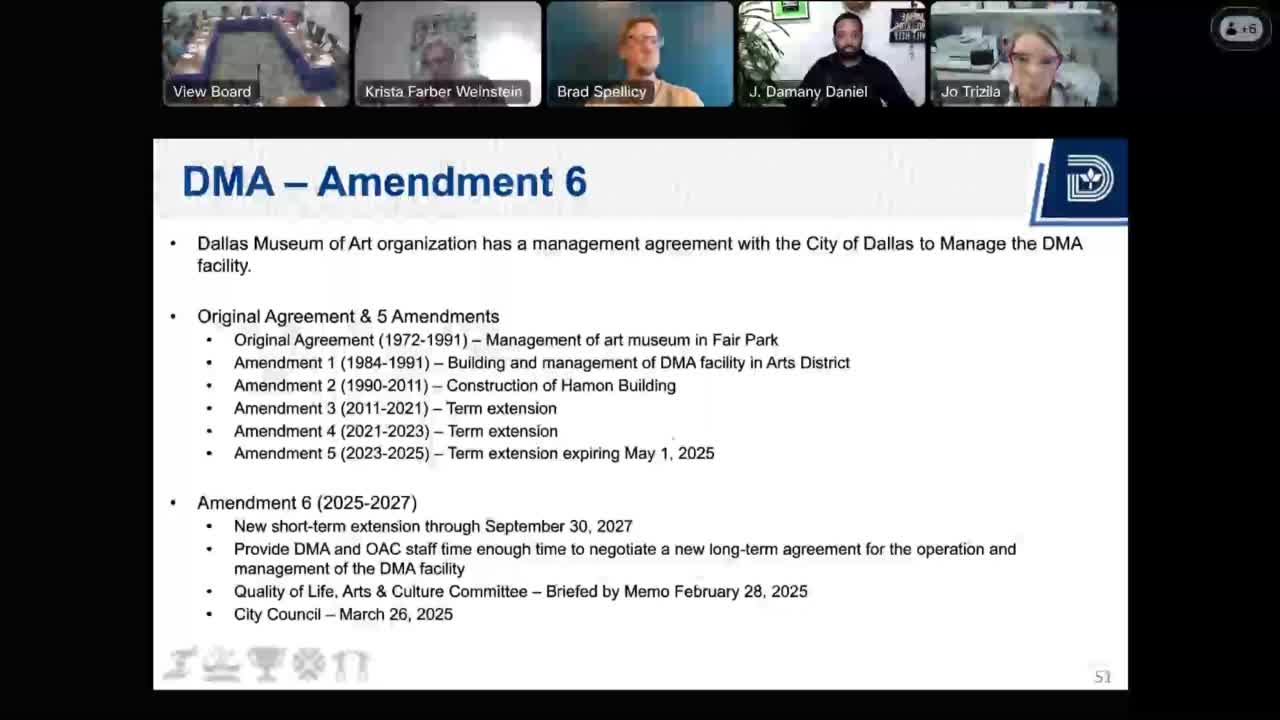 Commission hears director’s update on Dallas Arts Month and reviews attendance rules for commissioners