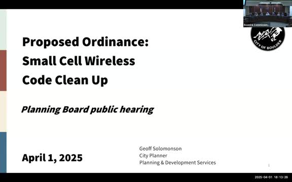 Boulder planning board recommends council adopt small‑cell wireless code update