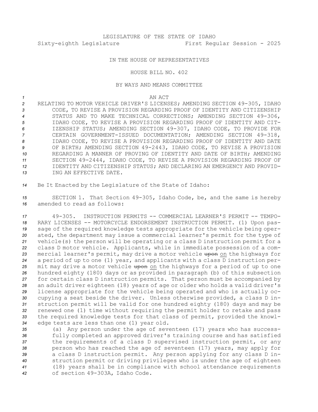 Idaho updates rules for class D licenses and motorcycle permits