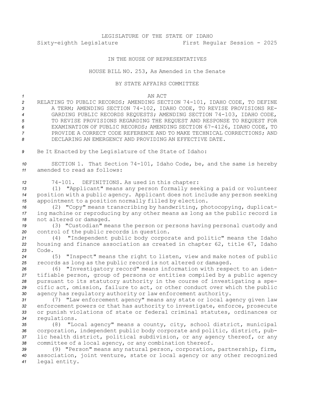 Idaho law defines public records and privacy protections in new amendments