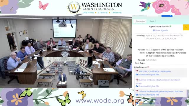 Washington County board approves Savvas K–12 science adoption, authorizes PO 4894