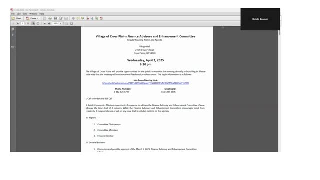 Finance advisory committee approves March 5 meeting minutes