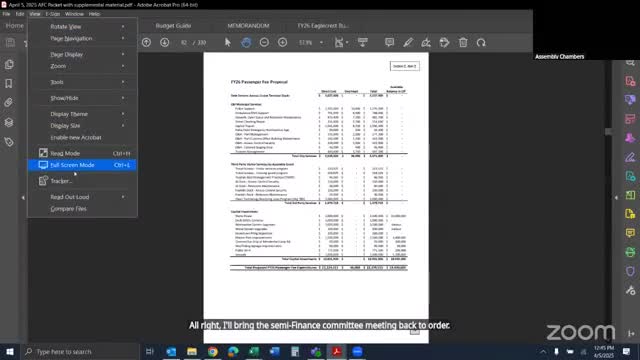 Assembly reviews marine passenger fee budget for crucial infrastructure projects