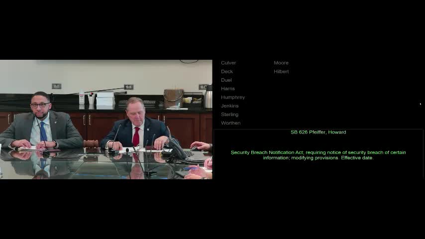 Legislative committee votes 6-1 to report Senate Bill 626 on breach notifications