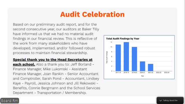 District highlights clean audit, parade volunteers and Zeman Family Foundation donation