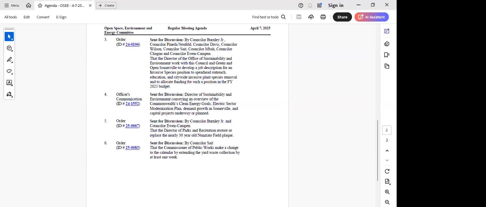 Somerville committee closes invasive‑species job request after debate over education, volunteer efforts and municipal capacity