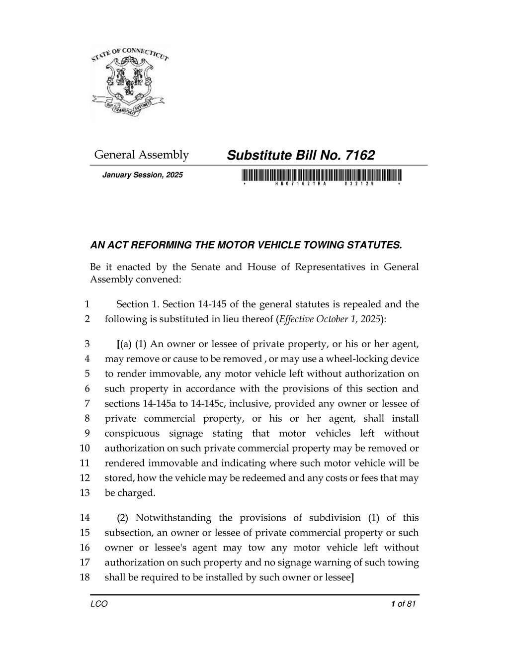 Connecticut enacts stricter vehicle towing regulations effective October 2025