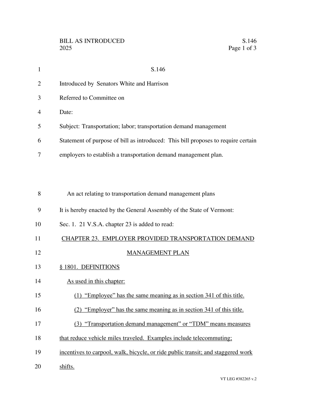 Vermont mandates transportation demand management plans for businesses with 50 or more employees