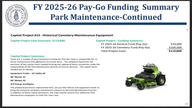 Council discusses taking on maintenance of historical cemeteries; equipment and staffing would draw down cemetery fund