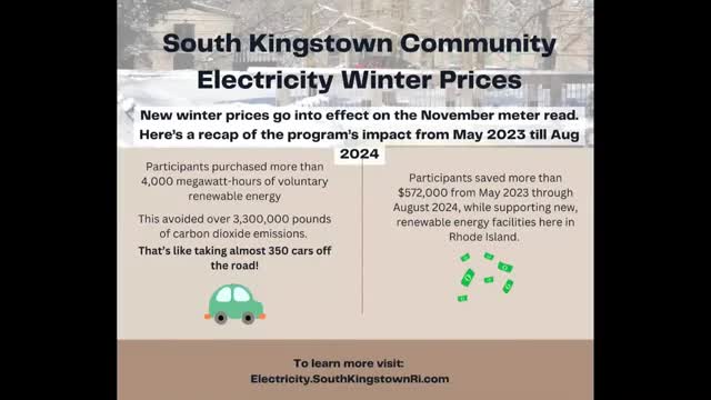 South Kingstown reports $572K savings through renewable energy aggregation program
