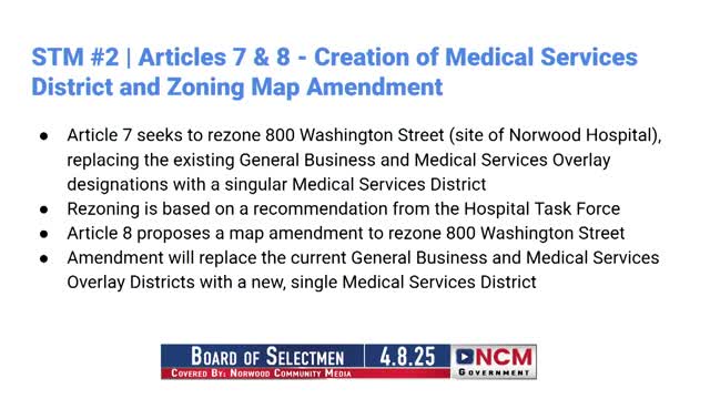 Norwood task force seeks zoning change for hospital service area