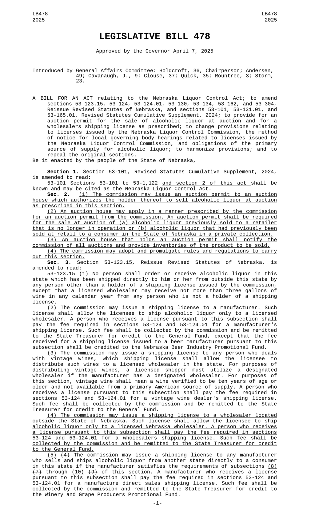 Nebraska commission outlines new rules for direct shipment of alcoholic beverages