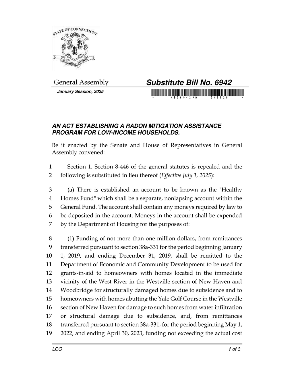 Connecticut General Assembly establishes Healthy Homes Fund for radon mitigation aid