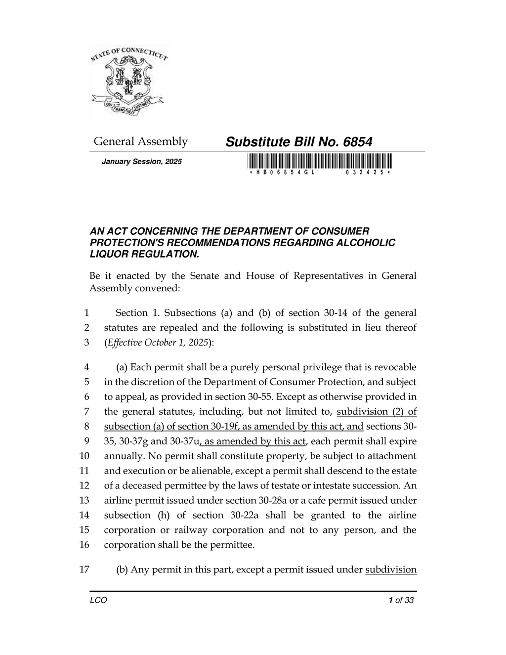 Connecticut passes new alcohol sale regulations effective October 2025
