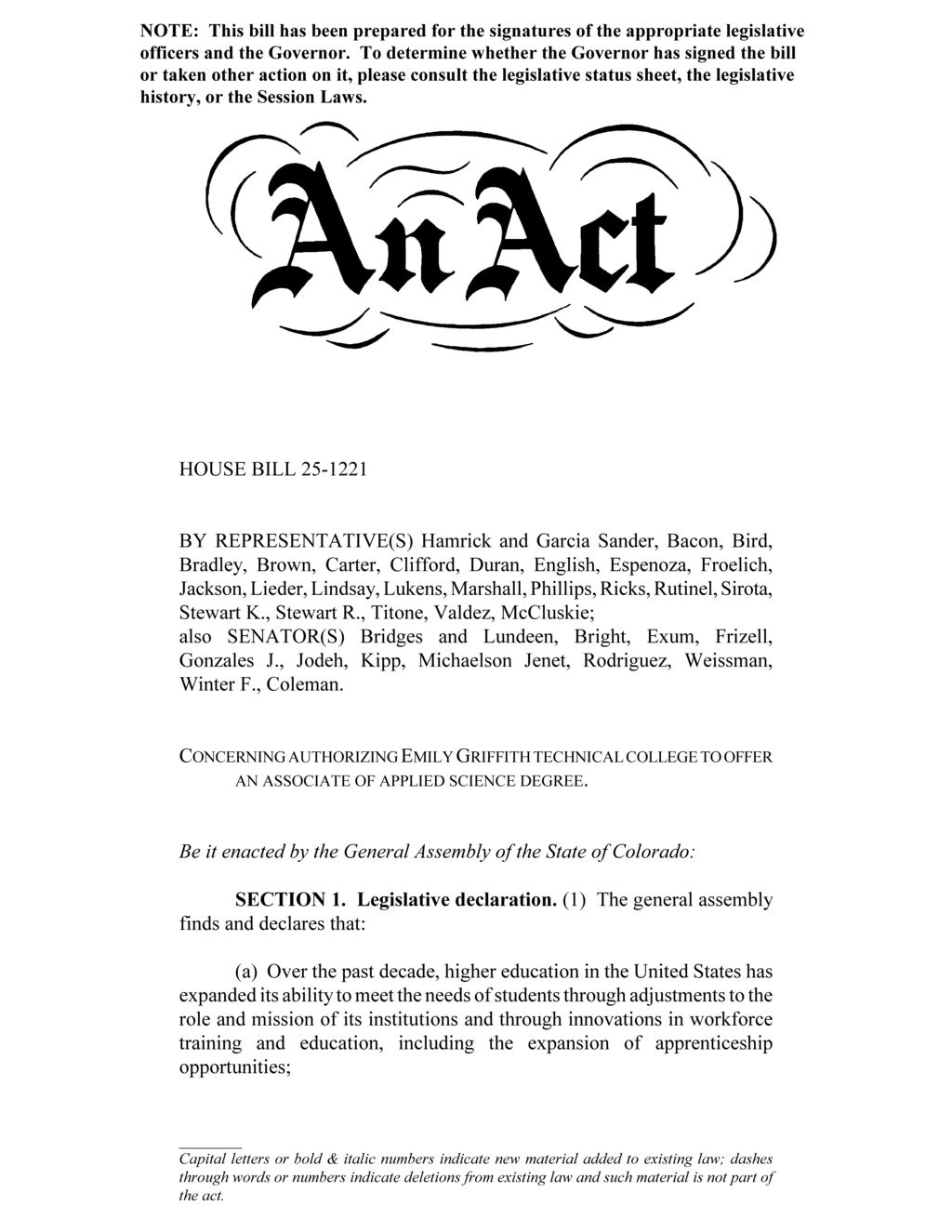 Colorado General Assembly approves Emily Griffith College's associate degree program