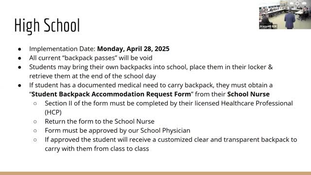 High School Implements New Backpack Policy and Celebrates Student Achievements