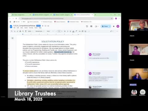 Hubbardston Library Board reviews solicitation policy to enhance community engagement