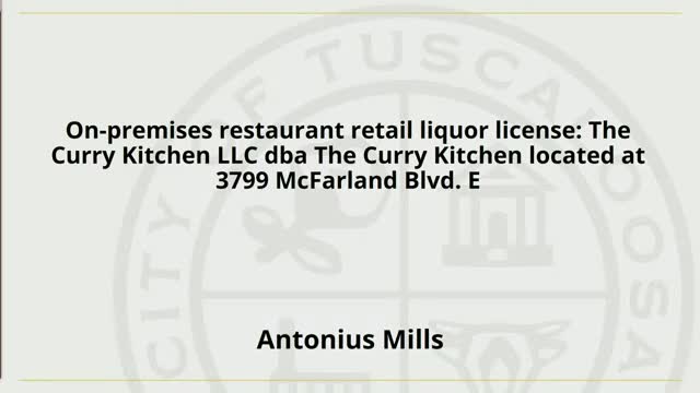 Curry Kitchen LLC applies for restaurant liquor license on McFarland Boulevard
