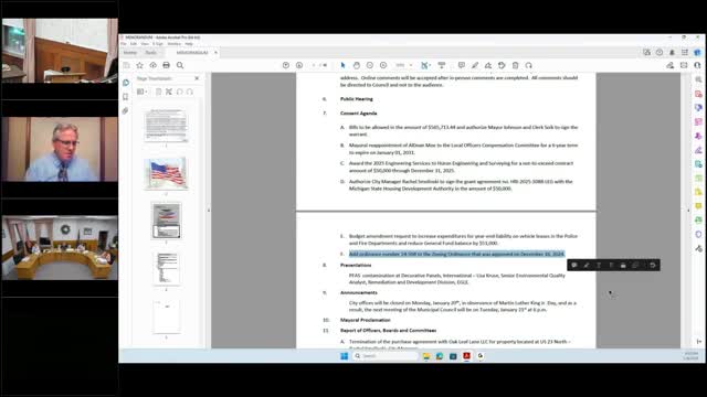 Alpena council approves consent agenda, terminates purchase agreement, accepts EGLE presentation and appoints Kevin Currier