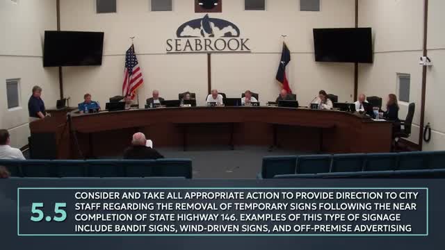 Seabrook City Council reviews sign regulations as construction completion approaches