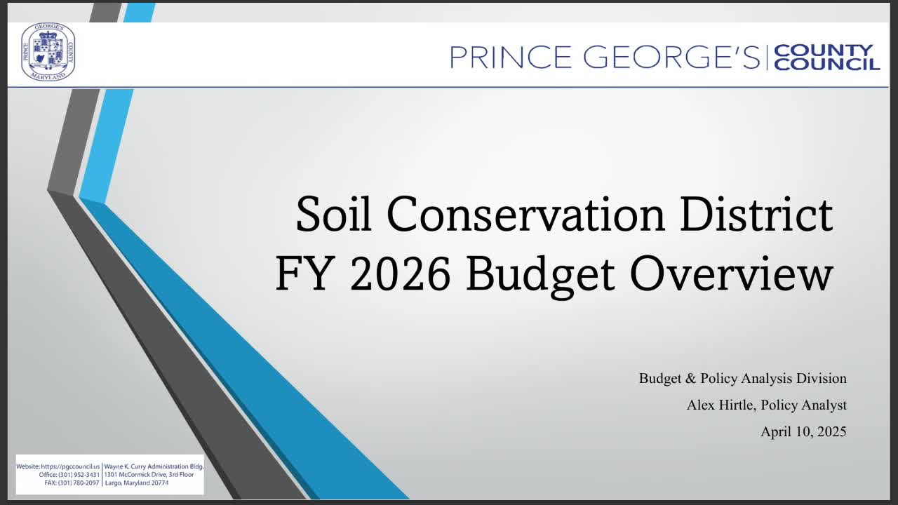 Prince George's Soil Conservation District seeks $22.34 million FY26 budget; highlights farm preservation and urban ag
