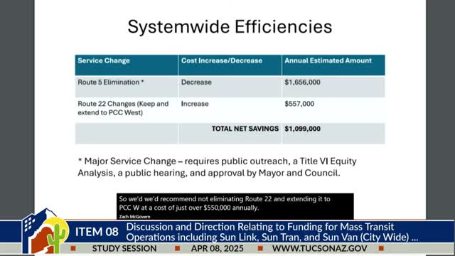 Tucson City Council initiates major transit service changes for Routes 5 and 22
