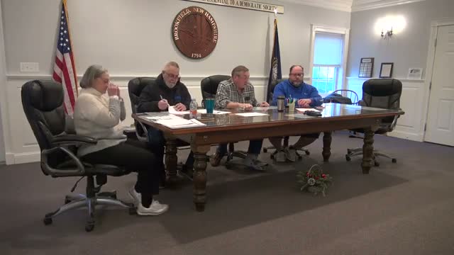 Brookfield board approves $17,380.49 manifest, votes to enter nonpublic session under cited RSA exemption