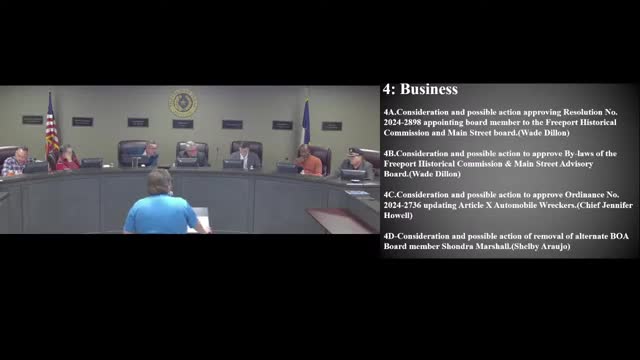 Freeport Council votes to approve separation of Historic Commission from Main Street board