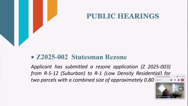 Residents oppose rezoning near West Sylvester; examiner will forward recommendation on Z2025‑003 to council