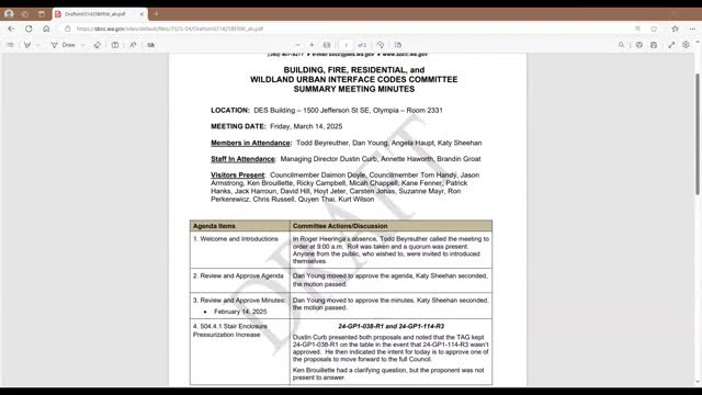 BFRW committee tables embodied‑carbon appendix; asks committee to draft consolidated amendment for public review