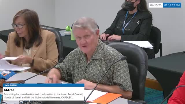 Senate Committee on Hawaiian Affairs advises and consents to five island nominations for burial councils and Hawaiian Homes Commission