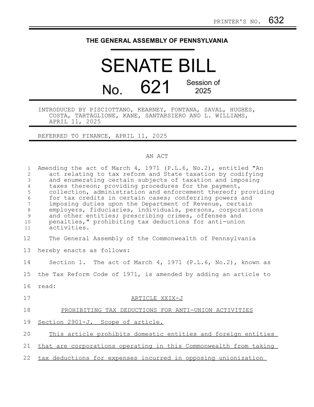 Pennsylvania lawmakers propose bill to ban tax deductions for anti-union expenses