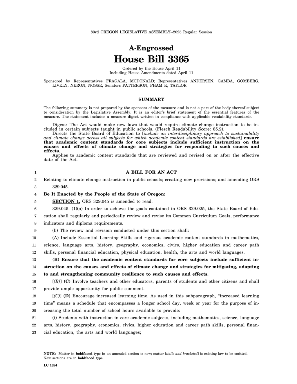 Oregon State Board of Education mandates broader curriculum guidelines for schools